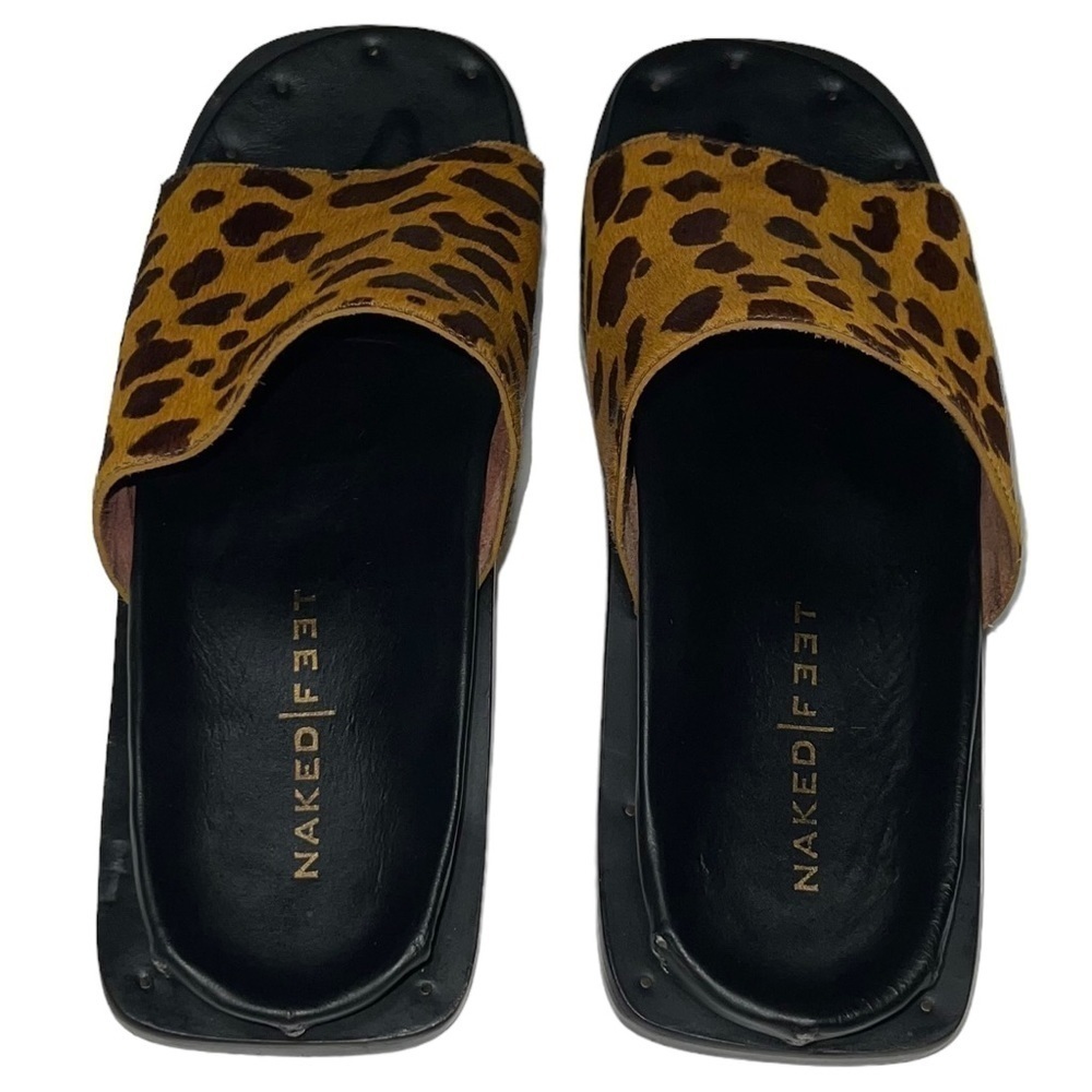 Naked Feet (EUC) Garcia Leopard Nonato Leather uppers footbed & bottoms, Size 10 - Picture 9 of 13